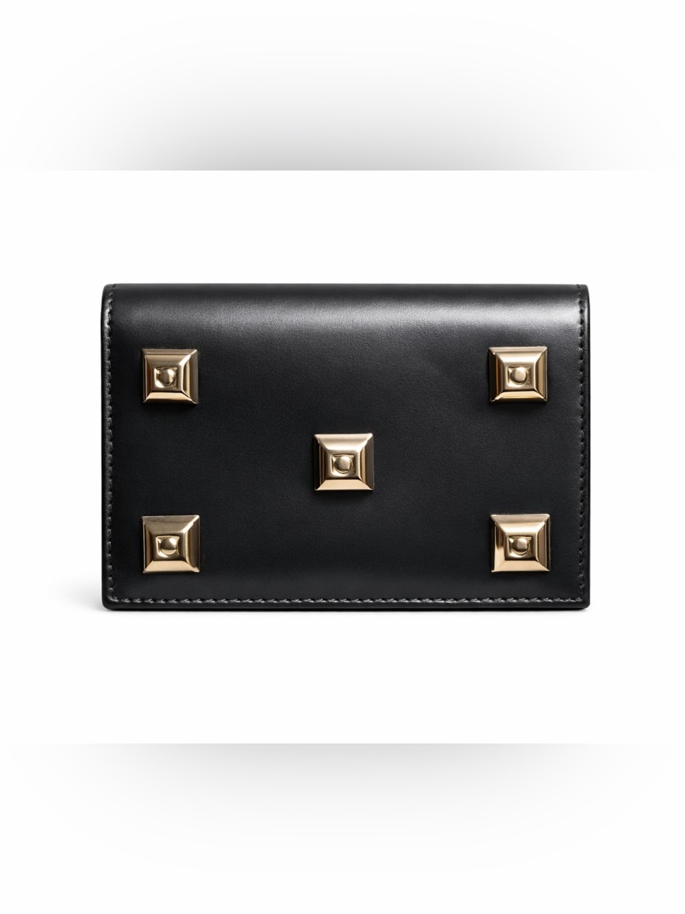 Salvatore Ferragamo Black Bifold Wallet Solid Studded Credit Card Holder w/COA/